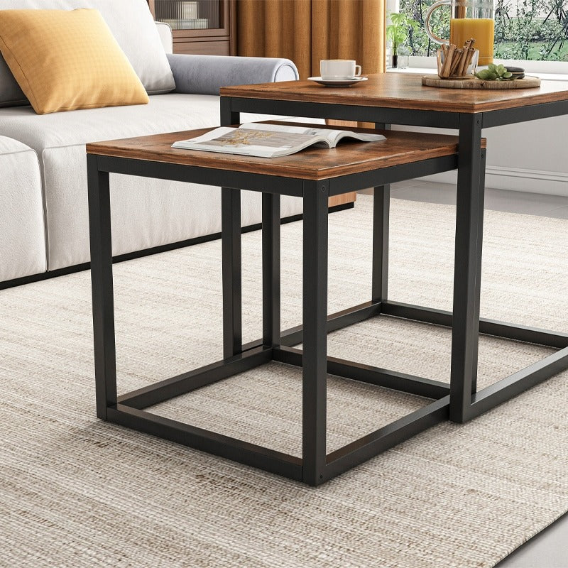 Ensemble de tables basses 2 en 1 – tables pliables carrées de style loft pour le salon.