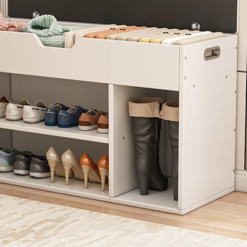 Meuble à chaussures avec assise blanche – Rangement en bois – 80 cm