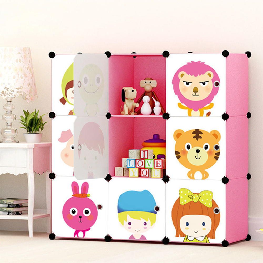 Armoire modulable pliante pour enfants 110 x 110 cm – armoire colorée avec portes imprimées, idéale pour la chambre d’enfant.