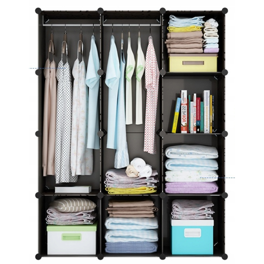 Armoire modulaire pliable 165x110 cm – armoire légère avec étagères solides et structure en métal, idéale pour les petits espaces.