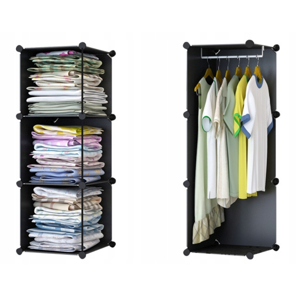 Armoire modulaire pliable 165x110 cm – armoire légère avec étagères solides et structure en métal, idéale pour les petits espaces.