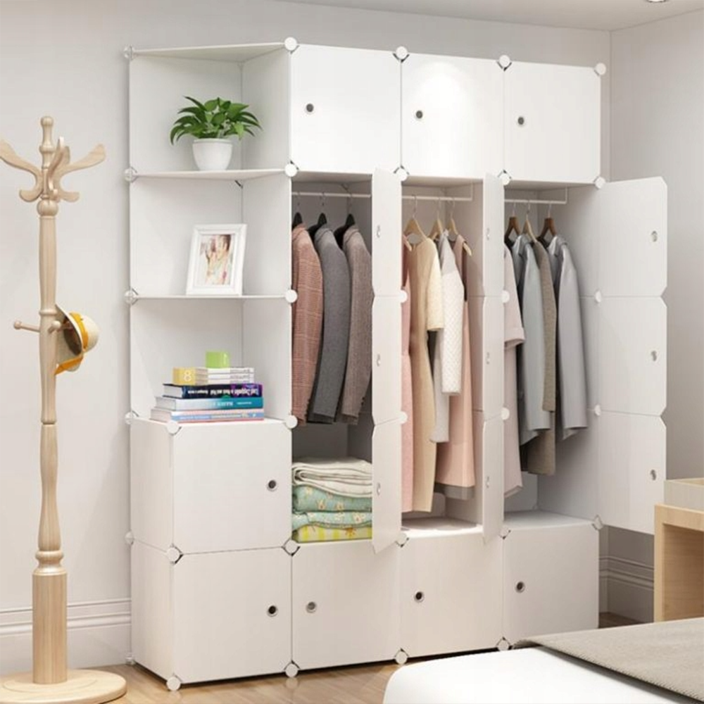 Armoire-penderie modulaire pliable 183x147x47 cm avec cadre en métal – solution de rangement pratique pour les petits espaces.
