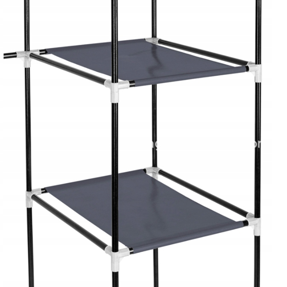 Armoire en tissu modulaire 170x45x175 cm avec 14 étagères et 2 tringles – grande armoire-penderie avec structure en métal.