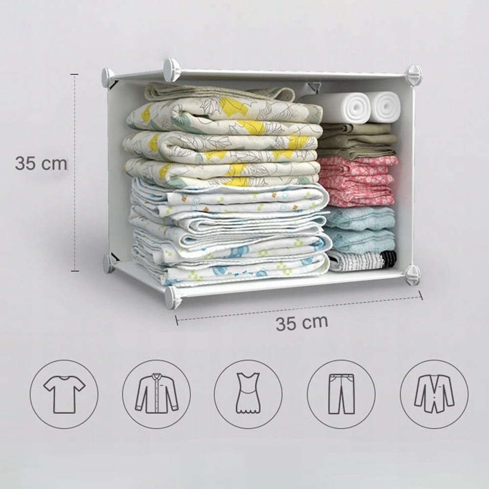 Armoire modulaire en plastique – pour le rangement des vêtements, des chaussures et des jouets, 110 x 147 x 47 cm.