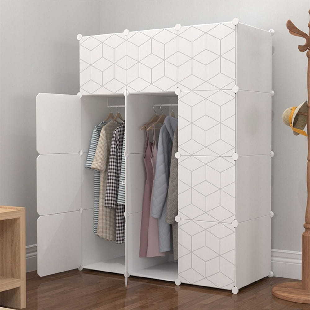 Armoire modulaire en plastique – pour le rangement des vêtements, des chaussures et des jouets, 110 x 147 x 47 cm.