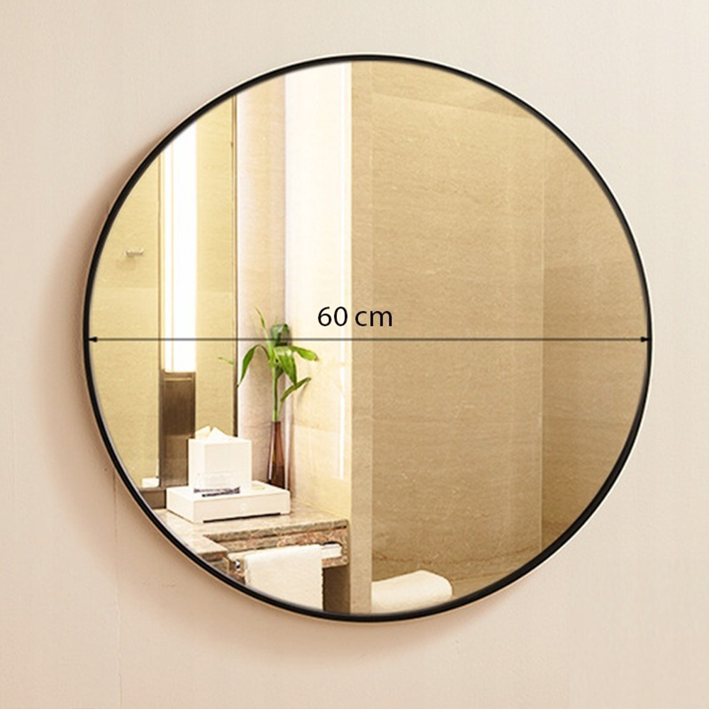 Miroir rond avec cadre fin – diamètre 60 cm, installation facile, design moderne.