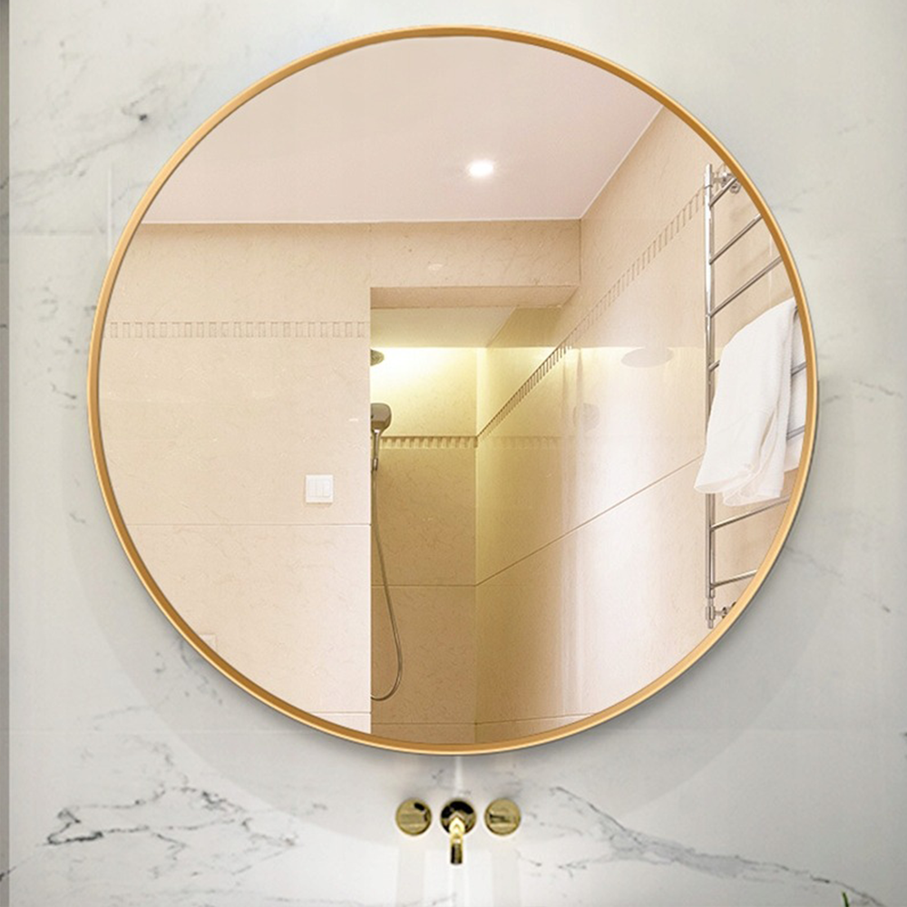 Miroir rond avec cadre doré, 60 cm – design élégant pour la chambre, le salon ou la salle de bain.