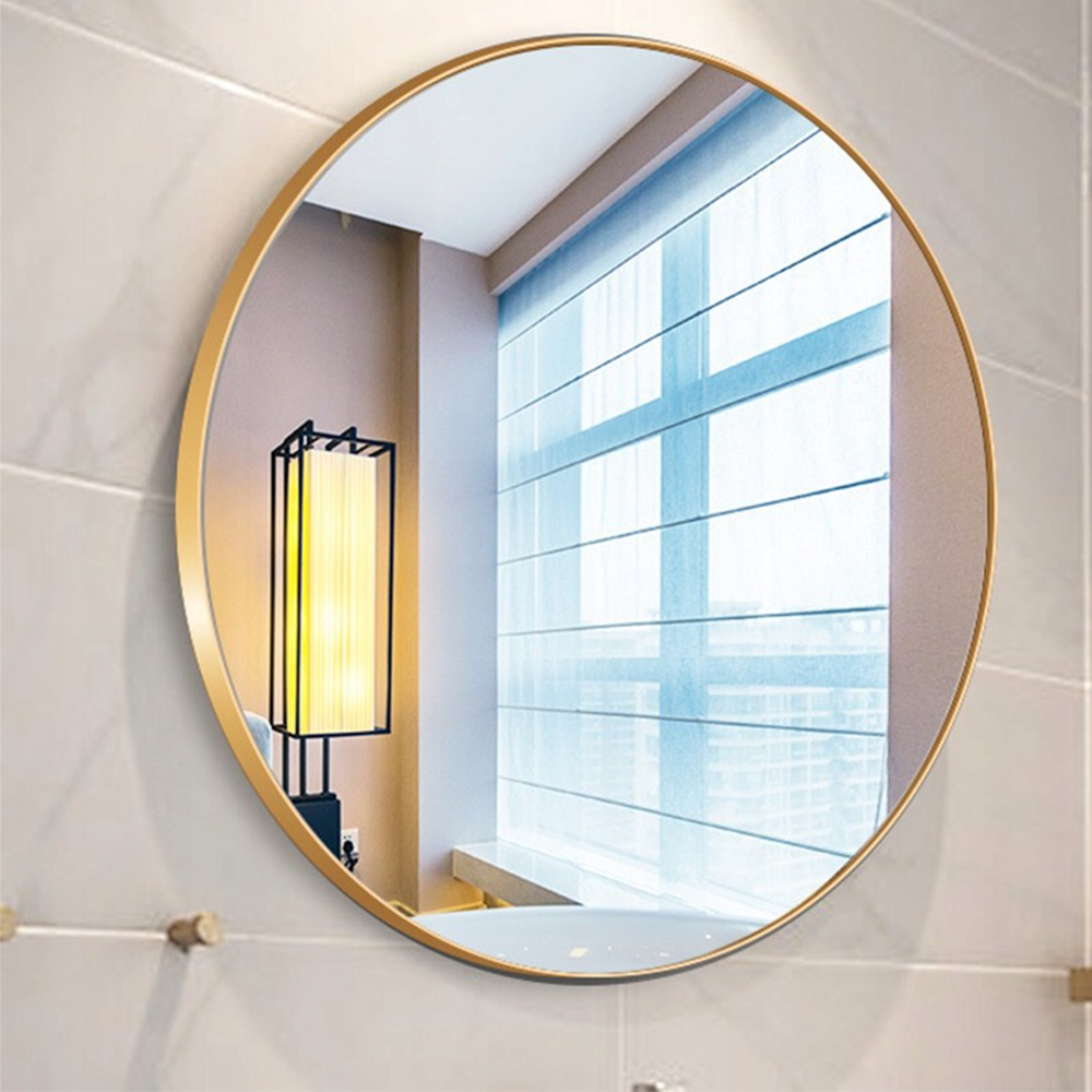 Miroir rond avec cadre doré, 60 cm – design élégant pour la chambre, le salon ou la salle de bain.