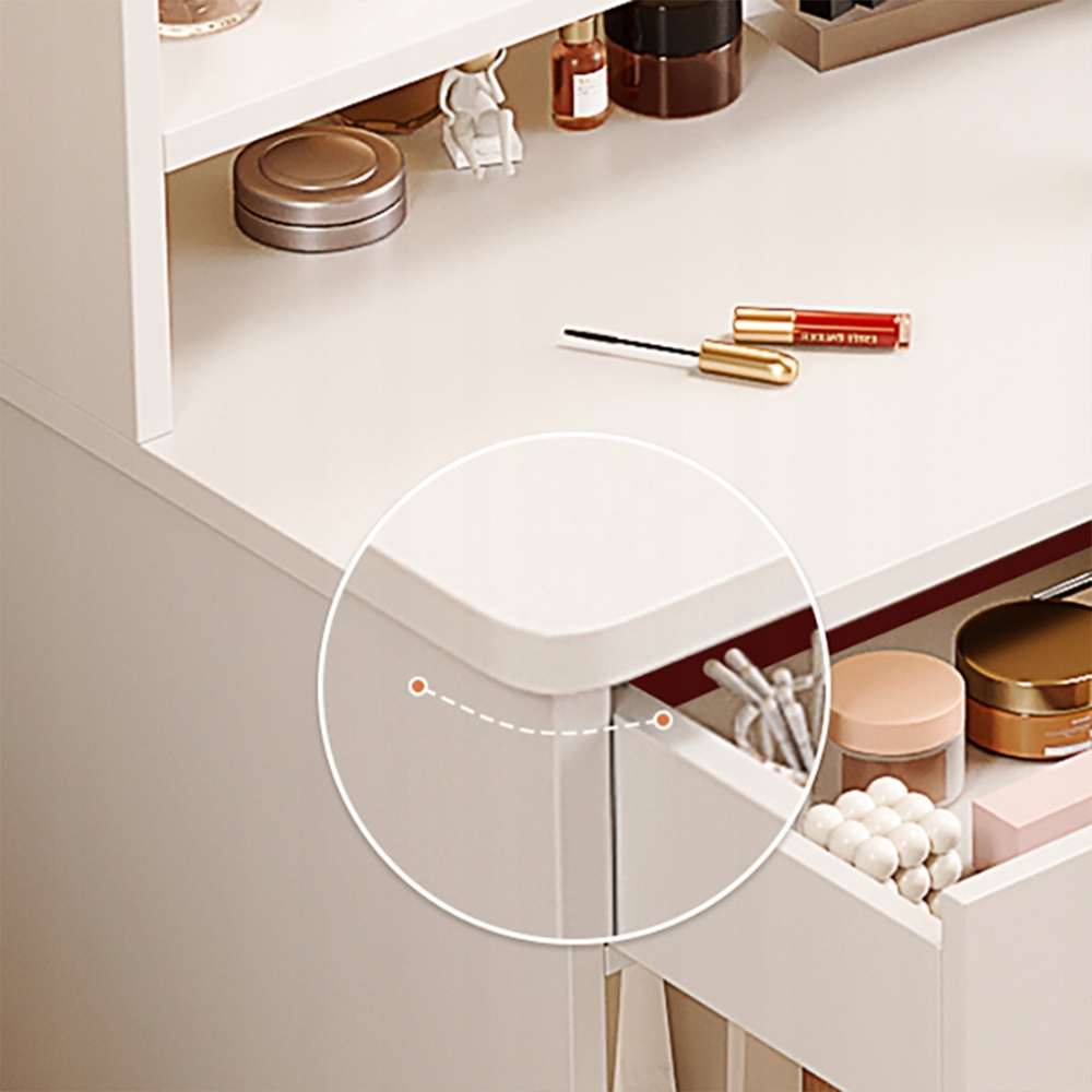 Coiffeuse blanche avec miroir, 80 x 34 x 125 cm – meuble élégant et compact pour le maquillage et le rangement.
