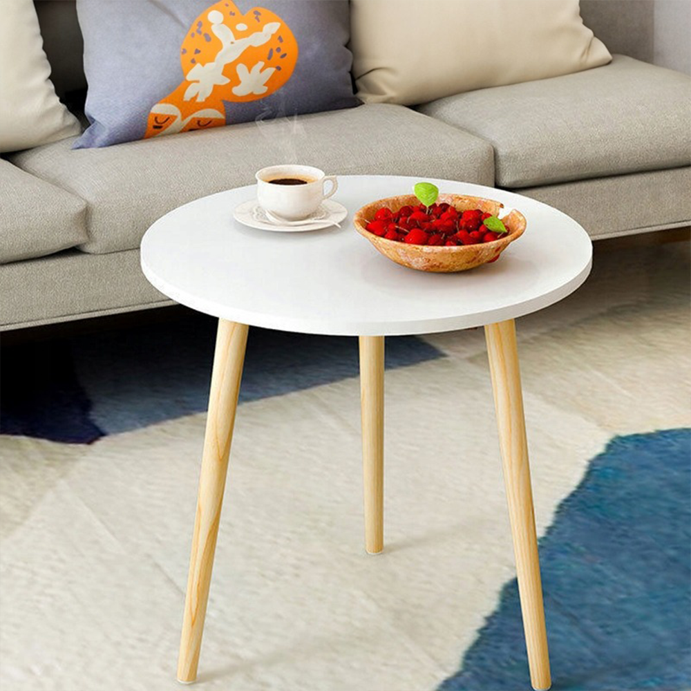 Table ronde blanche 60x52 cm – Design moderne et compact pour une utilisation en intérieur