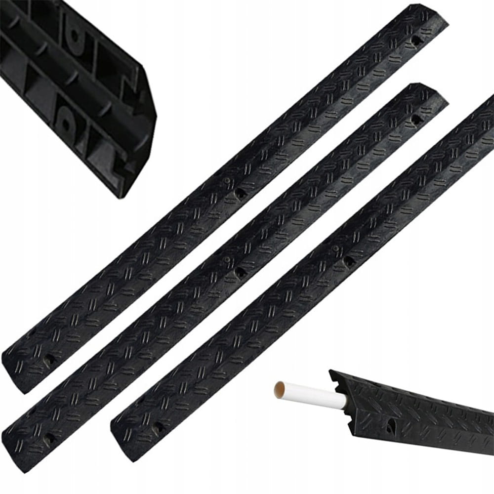 Set de 3 rampes passe-câbles – 100 x 10 x 2 cm – protection robuste pour câbles extérieurs