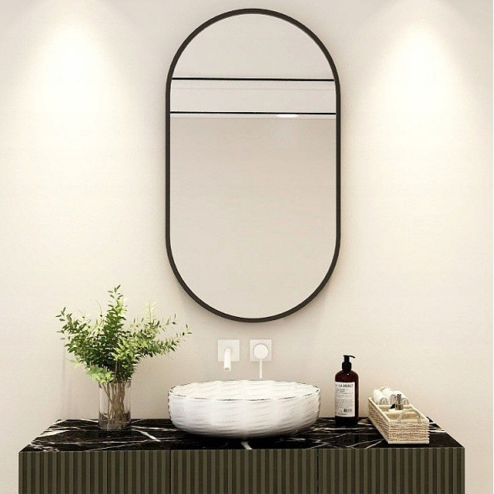 Miroir décoratif 75 x 40 cm – installation facile, design moderne pour la salle de bain, le couloir ou la chambre à coucher