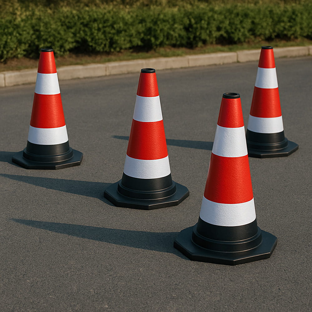 Set de 10 cônes de signalisation flexibles de 60 cm avec bandes réfléchissantes – Pour une délimitation sécurisée sur la route et sur les chantiers.