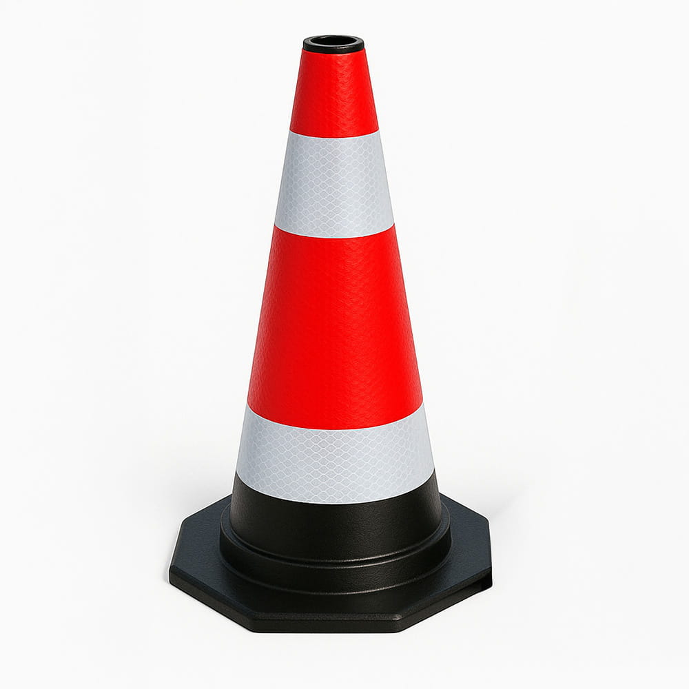 Cône de signalisation 60 cm – Flexible, avec bandes réfléchissantes