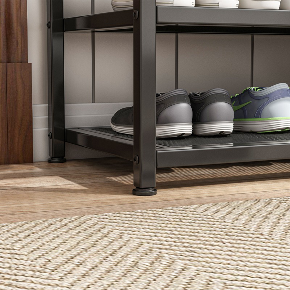 Meuble à chaussures avec assise 73x45x30 cm – style industriel loft, métal et MDF, brun rustique