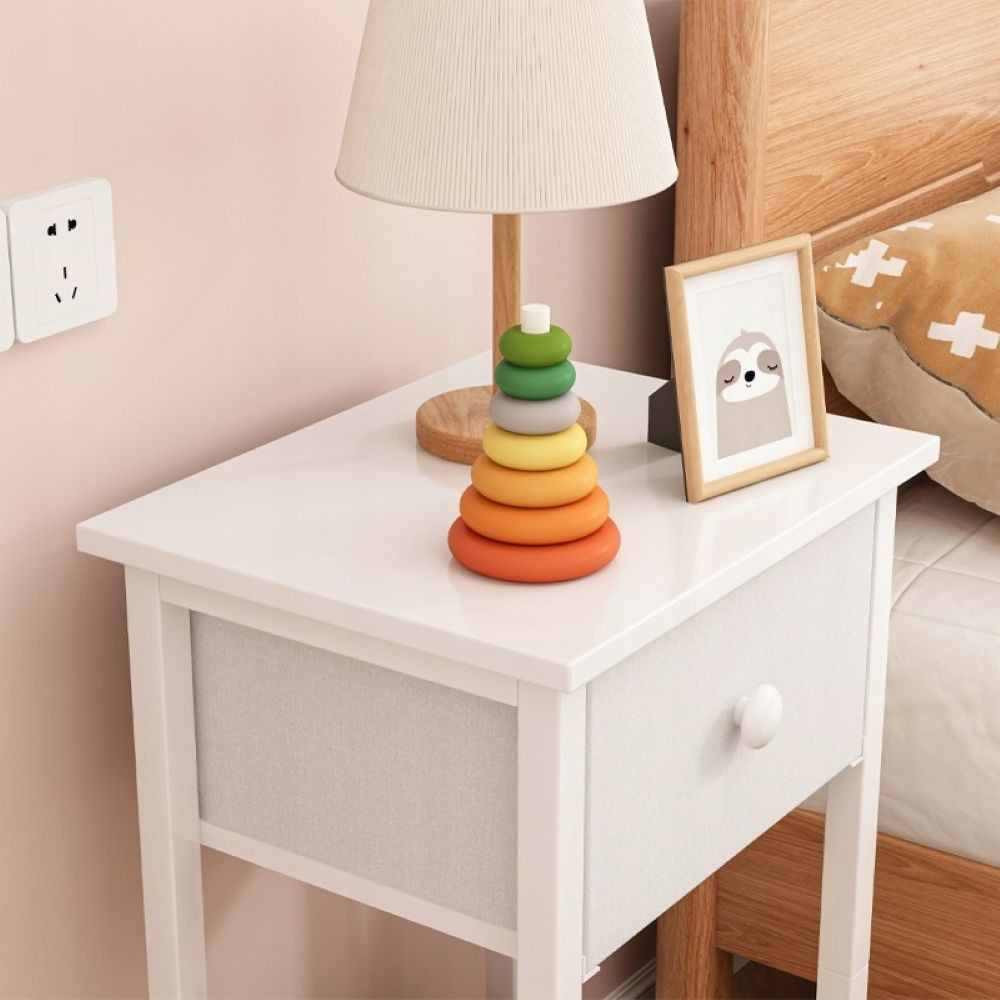 Table de chevet blanche 38x61x28 cm – Style scandinave avec tiroir et étagère, en MDF