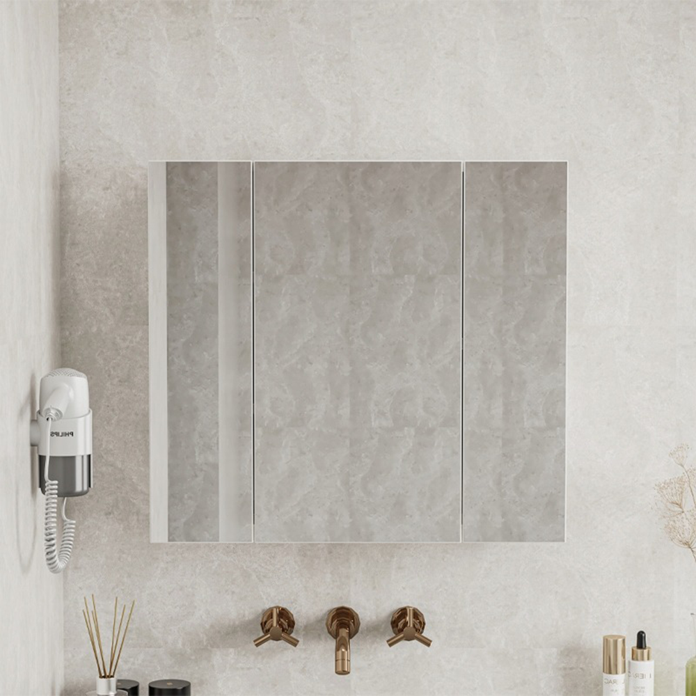 Armoire de salle de bain murale avec triple miroir, 60 cm – design moderne et fonctionnel, blanc.