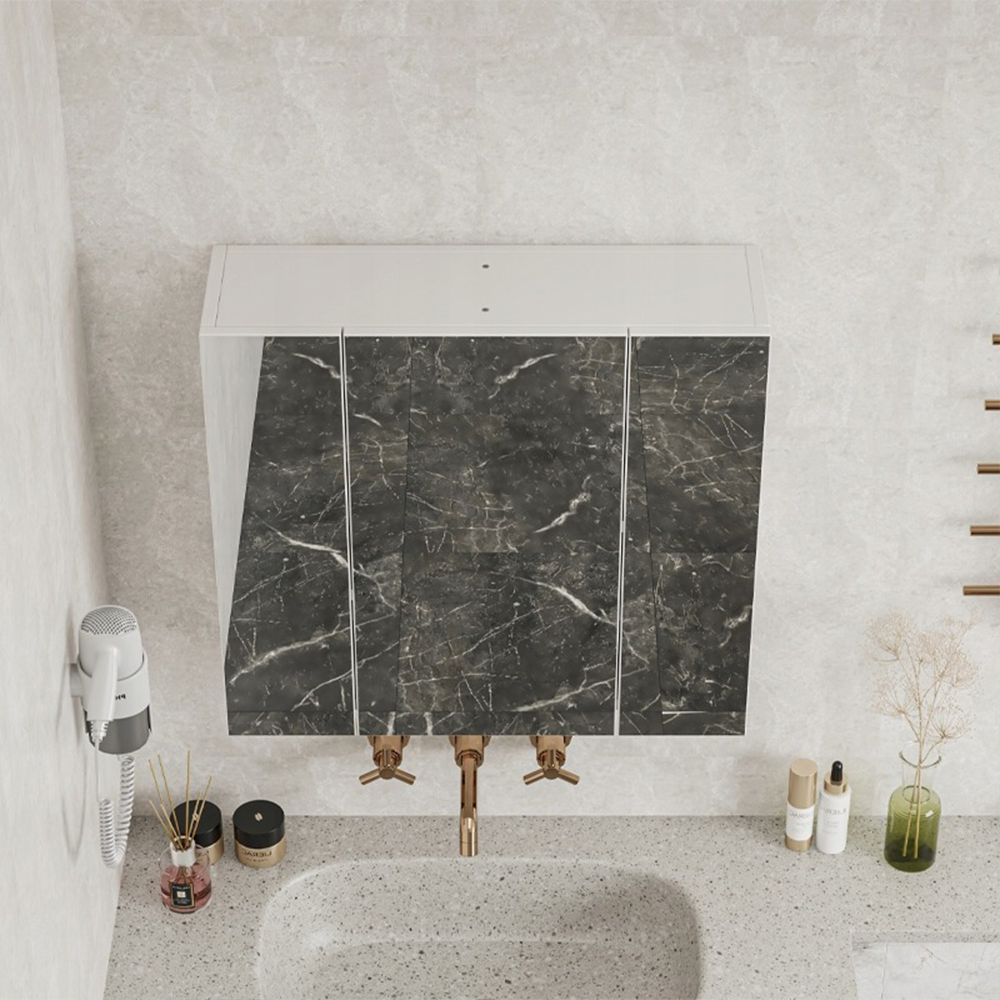 Armoire de salle de bain murale avec triple miroir, 60 cm – design moderne et fonctionnel, blanc.