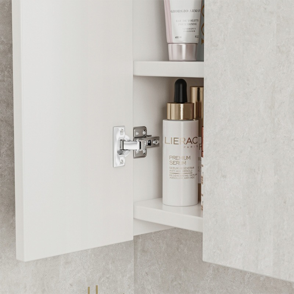 Armoire de salle de bain murale avec triple miroir, 60 cm – design moderne et fonctionnel, blanc.