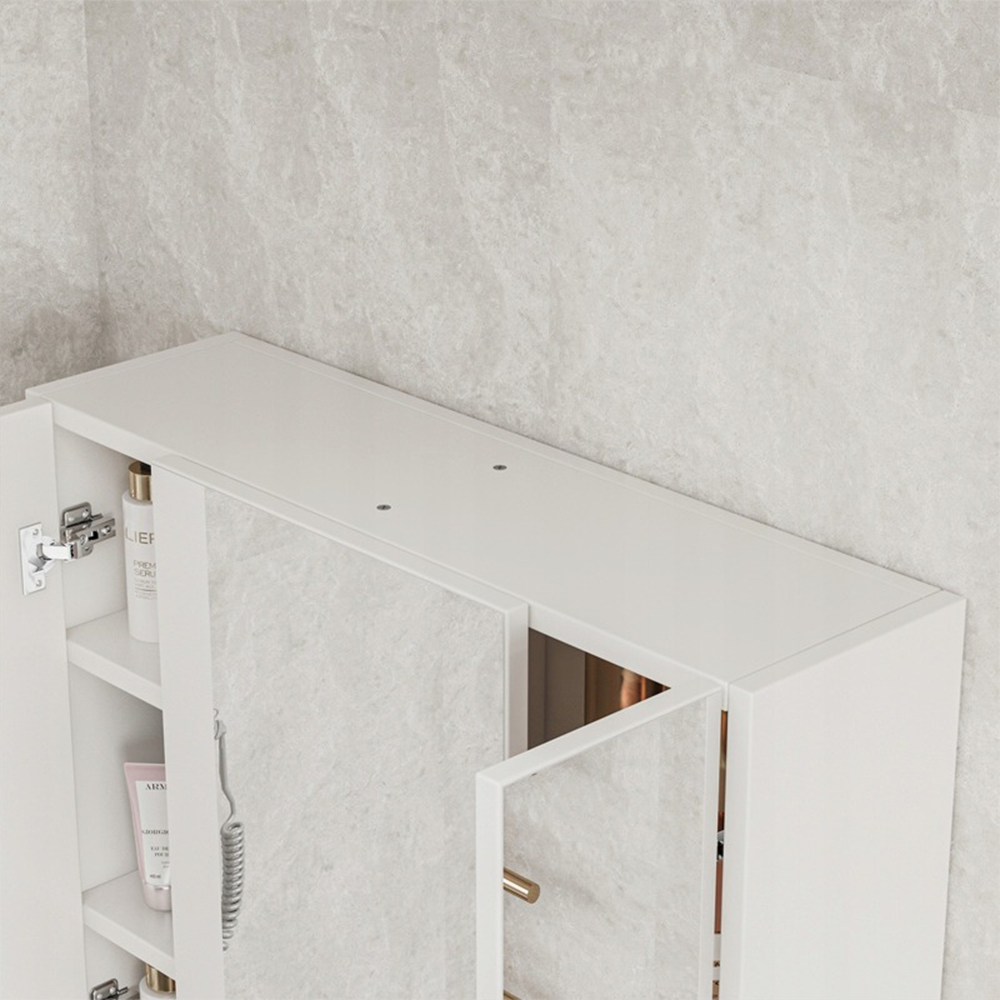 Armoire de salle de bain murale avec triple miroir, 60 cm – design moderne et fonctionnel, blanc.