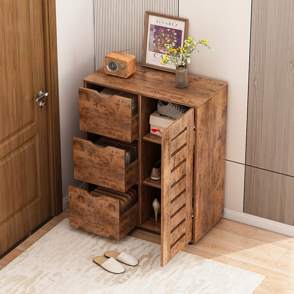 Commode moderne avec 4 tiroirs – 60 x 30 x 80 cm | Design à lamelles pour un intérieur élégant