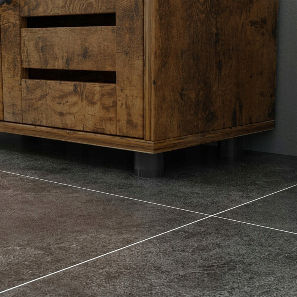 Meuble sous-lavabo – 60 cm, brun rustique, avec étagères et portes