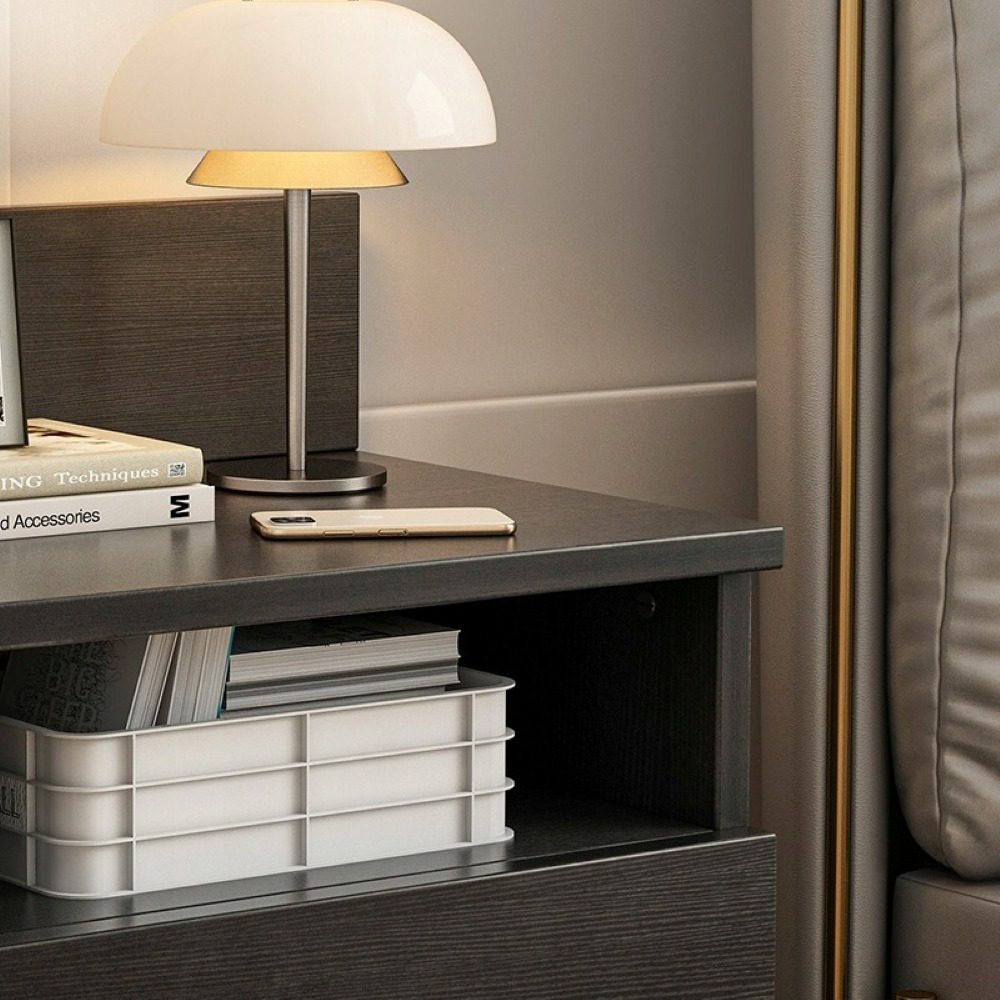 Table de chevet noire 40 x 32 x 59 cm avec 2 tiroirs – design moderne, idéale pour la chambre à coucher