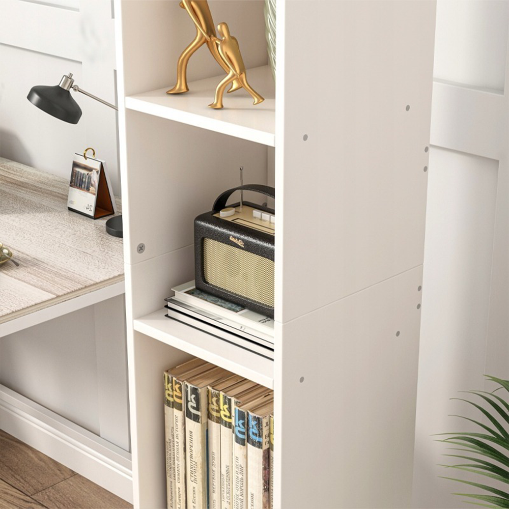 Bibliothèque haute blanche – 182×25×30 cm – Étagère de rangement pour salon ou bureau