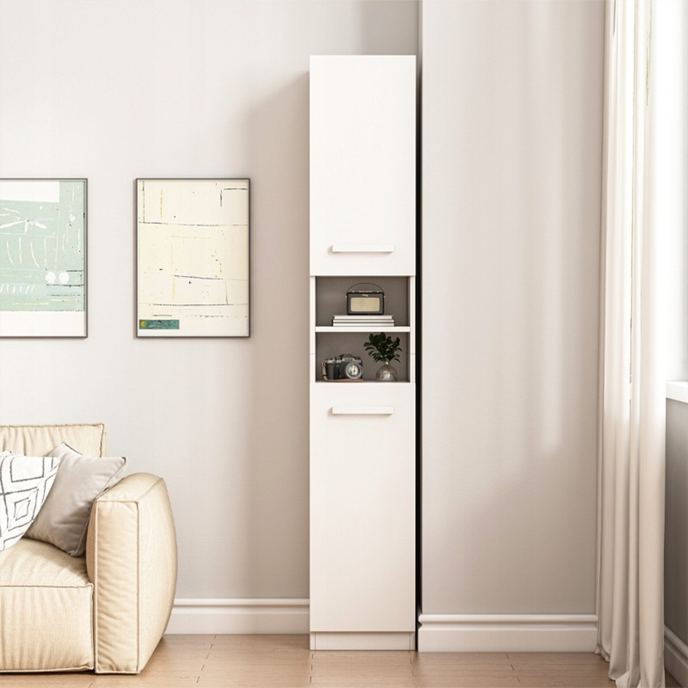Armoire haute blanche moderne – 180x32x30 cm, étagère polyvalente en MDF