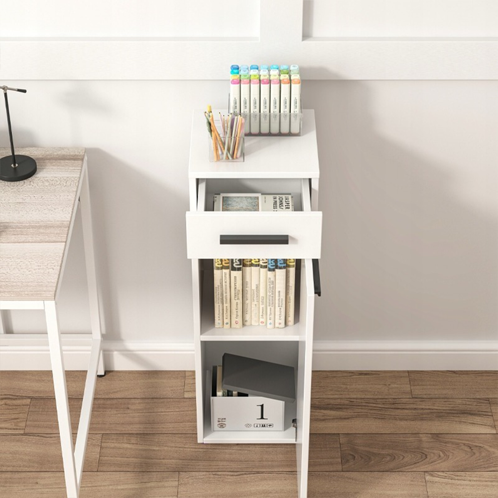 Armoire blanche avec tiroir de style scandinave – 30x85x30 cm