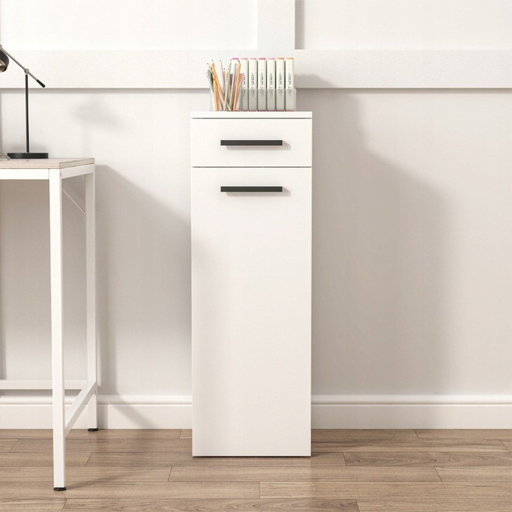 Armoire blanche avec tiroir de style scandinave – 30x85x30 cm