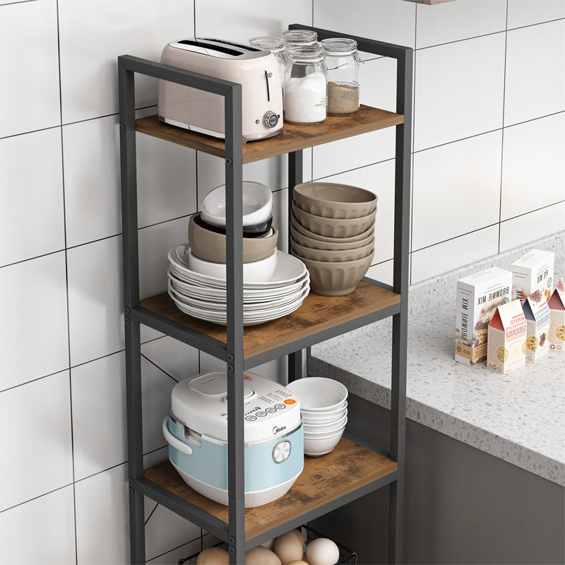 Étagère industrielle – 154×40×30 cm, 5 niveaux, style loft, en MDF et métal.