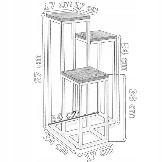 Support à plantes blanc – 67 cm – Style loft avec 3 niveaux