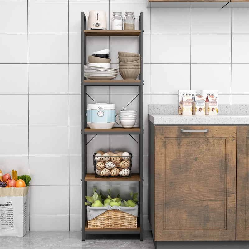 Étagère industrielle – 154×40×30 cm, 5 niveaux, style loft, en MDF et métal.