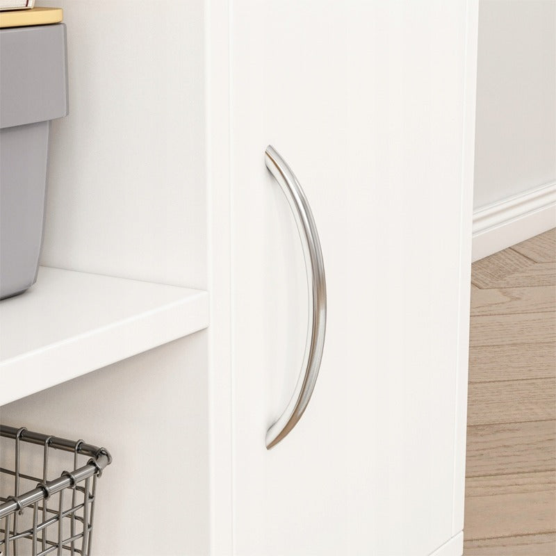 Armoire de bureau blanche à roulettes avec étagères et tiroir – 50 x 40 x 75 cm – meuble bas pratique pour imprimante