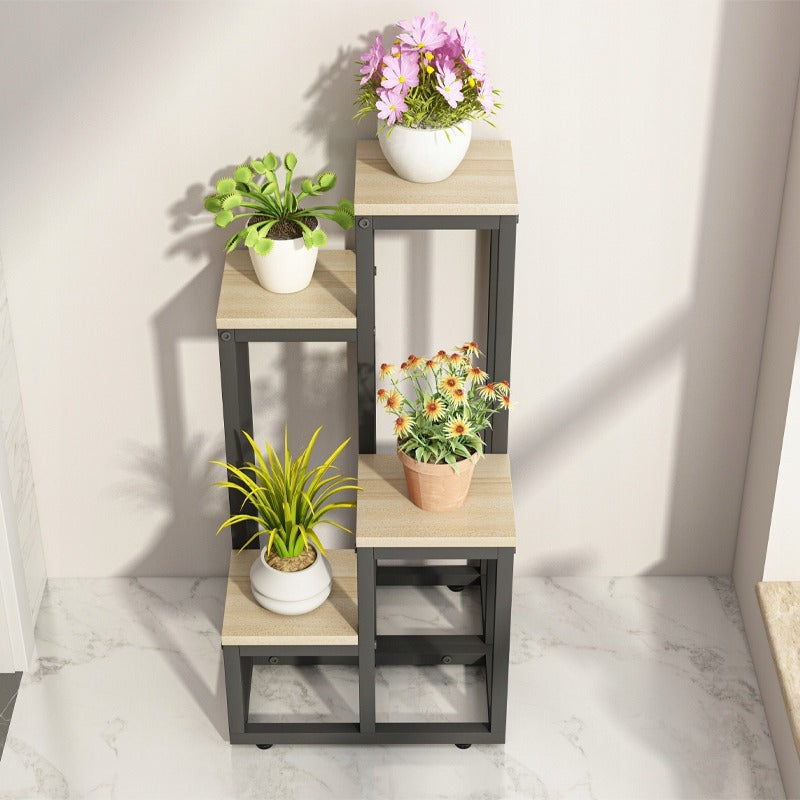 Support à plantes à 4 niveaux en métal – Élégant porte-plantes de style loft.