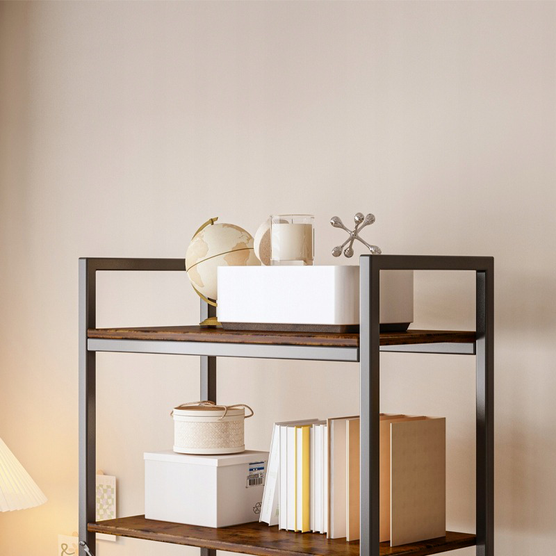 Bibliothèque industrielle style loft – 66 × 30 × 153 cm, MDF aspect rustique et structure en métal.