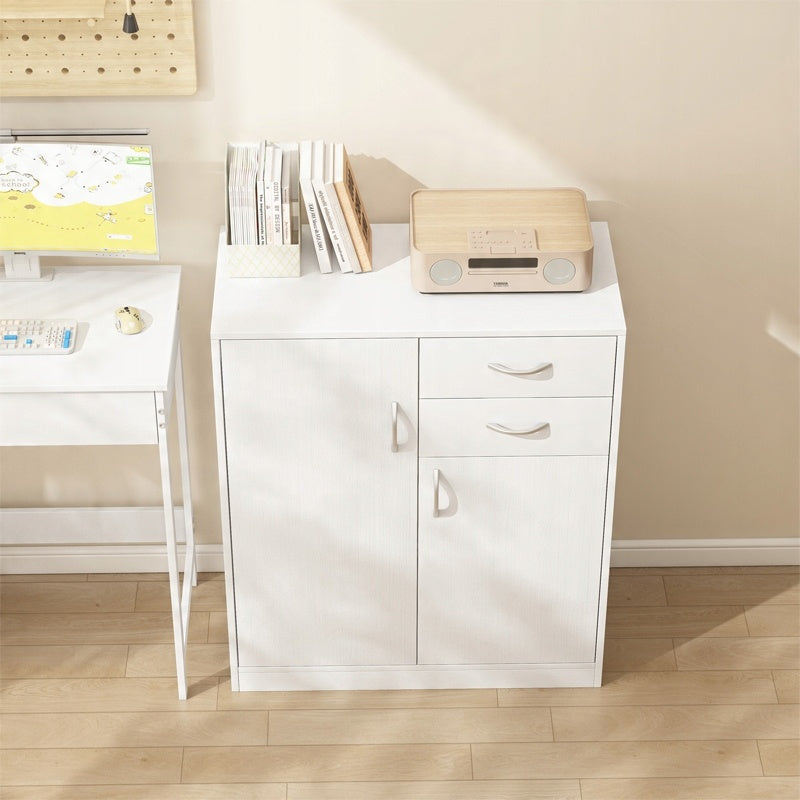 Commode moderne avec tiroirs et étagères – style loft – armoire blanche avec portes – 74 cm