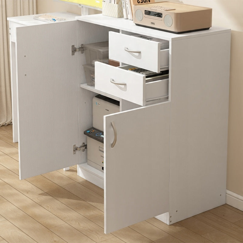 Commode moderne avec tiroirs et étagères – style loft – armoire blanche avec portes – 74 cm