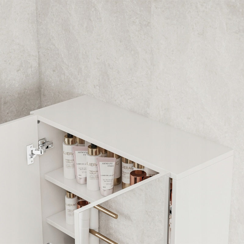 Armoire de salle de bains murale avec miroir – 60x60x22 cm, à 2 portes, blanche, design moderne