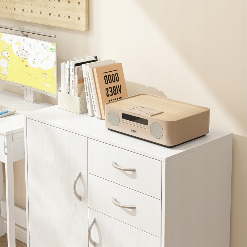 Commode moderne avec tiroirs et étagères – style loft – armoire blanche avec portes – 74 cm