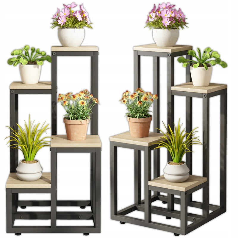 Support à plantes à 4 niveaux en métal – Élégant porte-plantes de style loft.