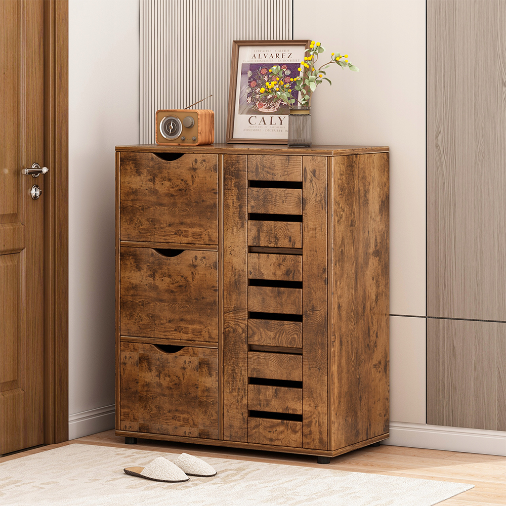 Commode moderne avec 4 tiroirs – 60 x 30 x 80 cm | Design à lamelles pour un intérieur élégant