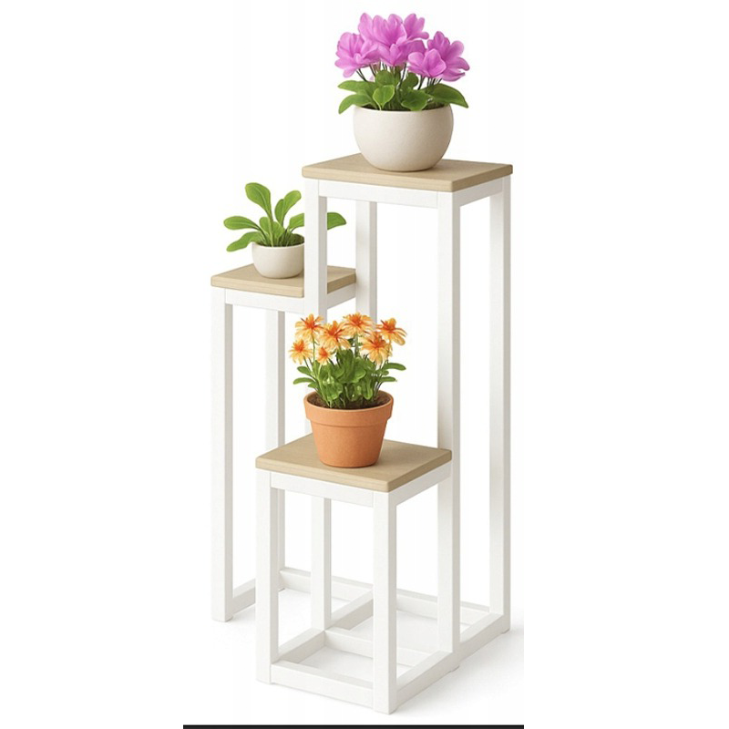 Support à plantes blanc – 67 cm – Style loft avec 3 niveaux