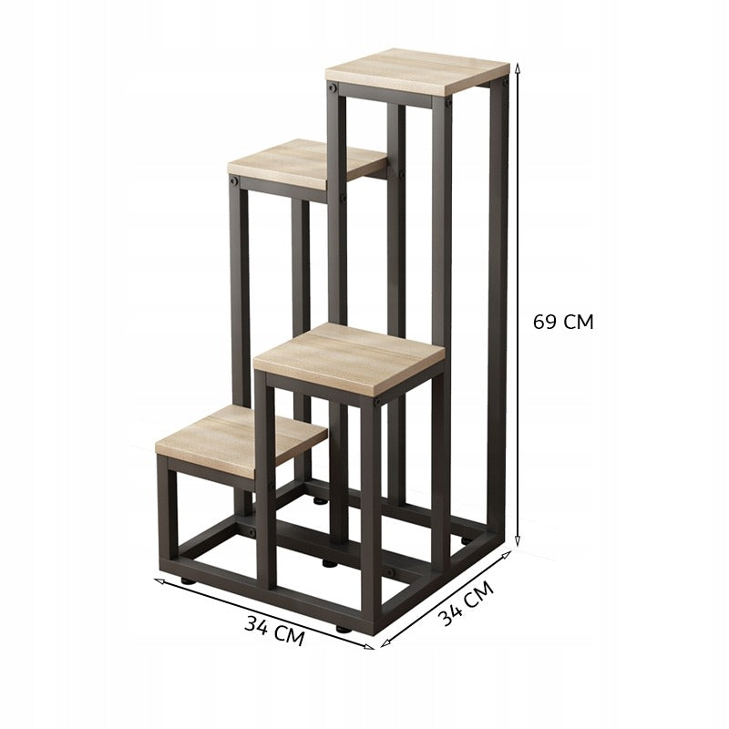Support à plantes à 4 niveaux en métal – Élégant porte-plantes de style loft.
