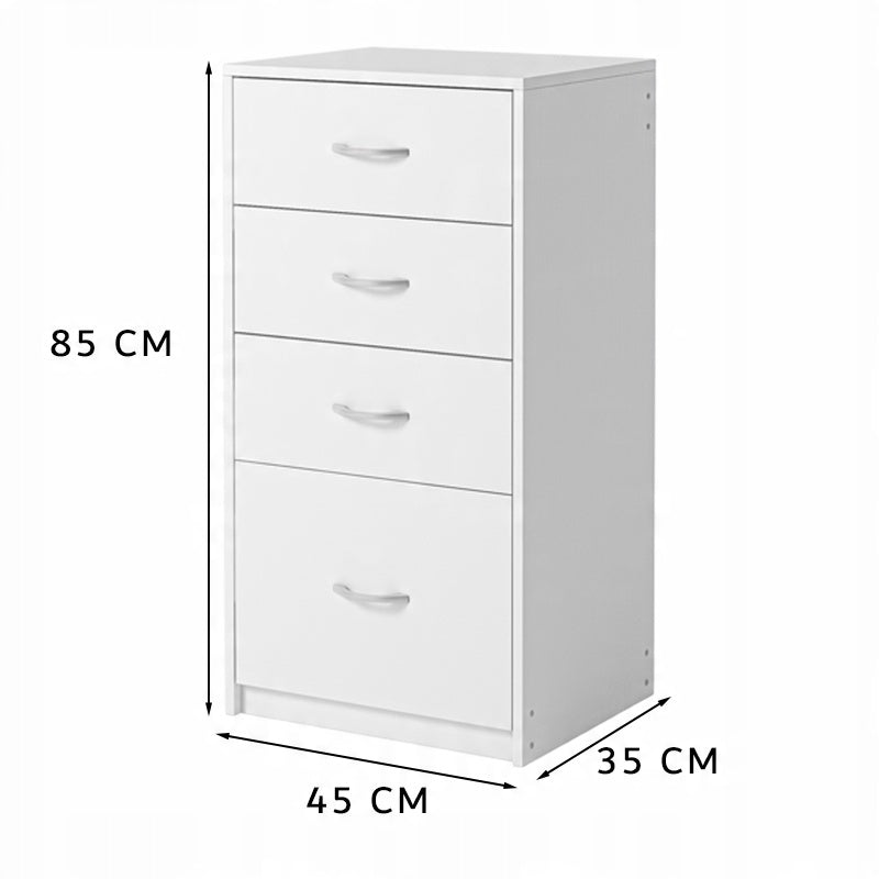 Étagère moderne avec 4 tiroirs – style loft, grande commode blanche de 85 cm pour bureau