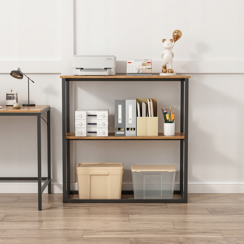 Étagère industrielle en bois style loft de bureau – 2 étagères – console brun rustique