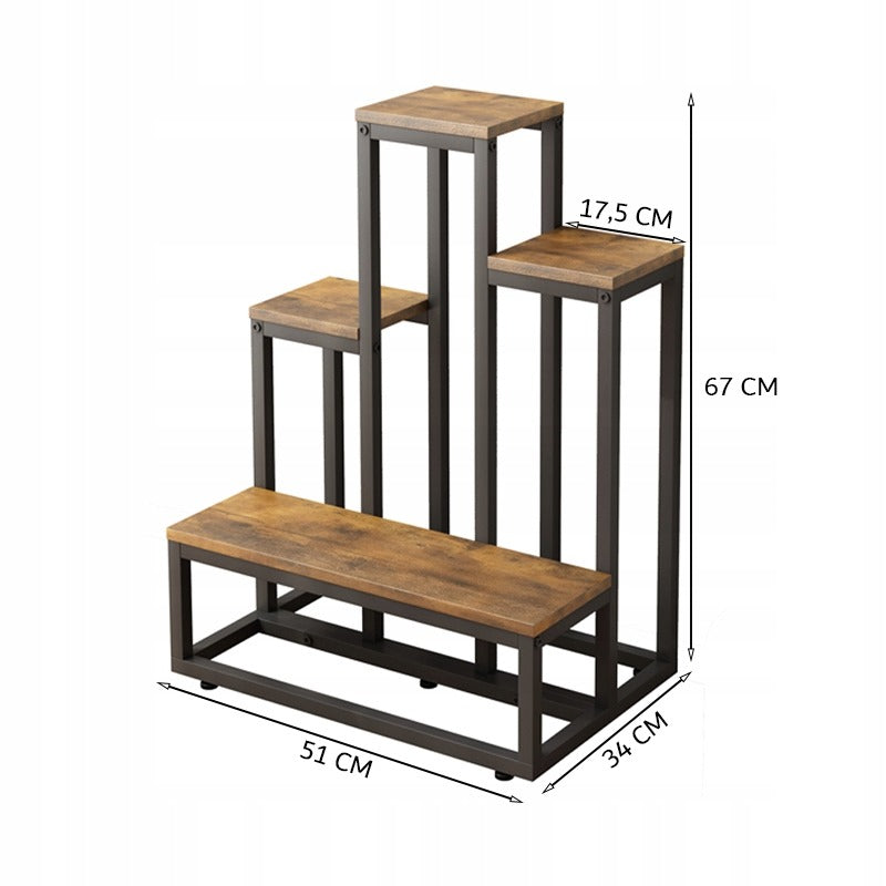 Étagère à plantes rustique – 67 cm de hauteur, style loft / industriel