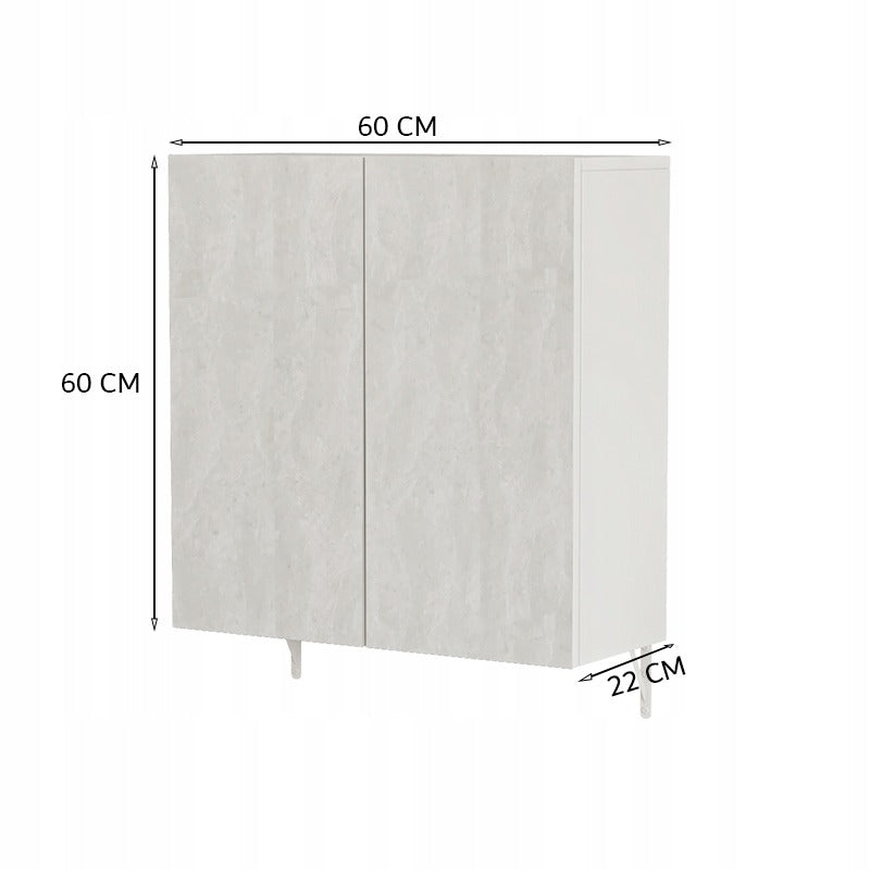 Armoire de salle de bains murale avec miroir – 60x60x22 cm, à 2 portes, blanche, design moderne