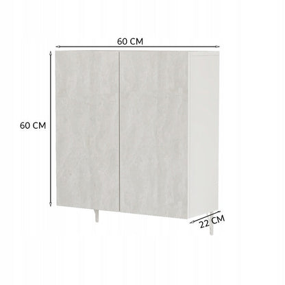 Armoire de salle de bains murale avec miroir – 60x60x22 cm, à 2 portes, blanche, design moderne
